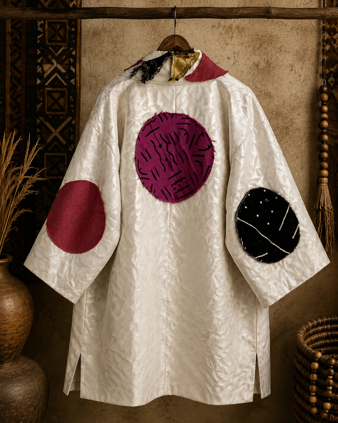 Raw Pearlz ZOLA ivory three-piece set back of coat
