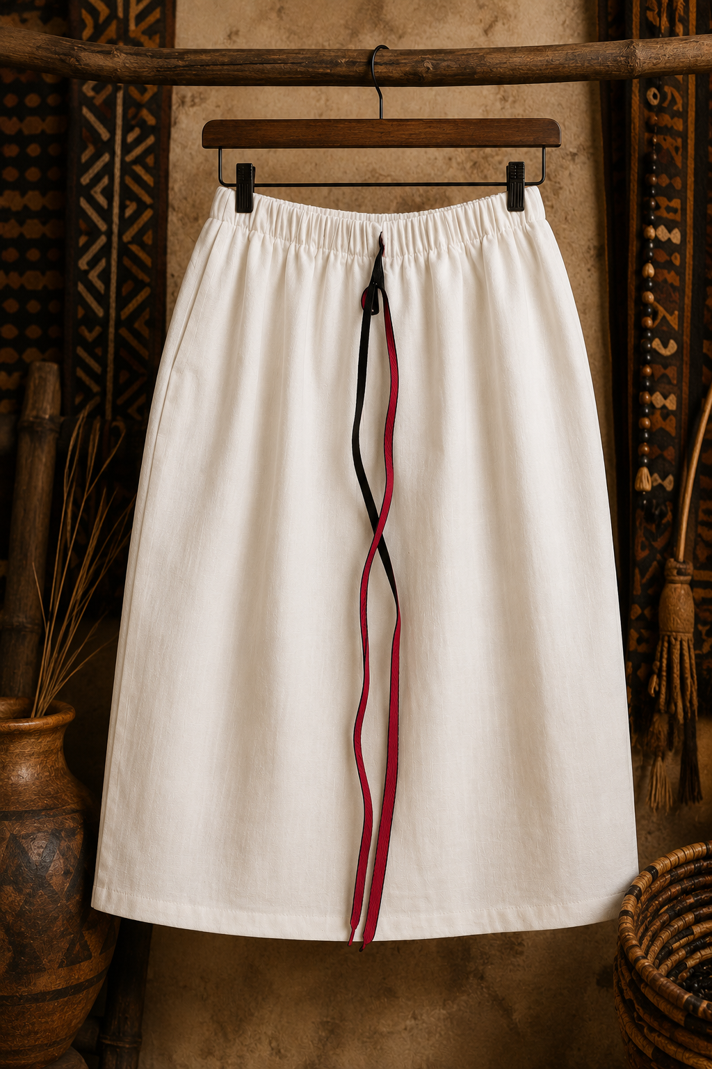 Raw Pearlz ZOLA ivory three-piece set drawstring skirt