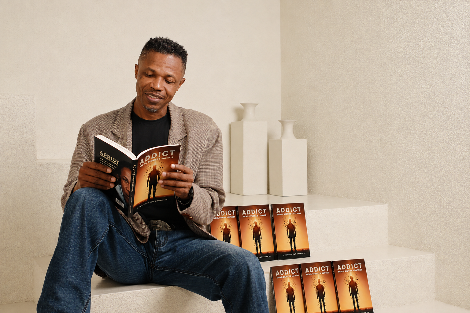 A. Mustafa Tut Brown Jr. reading ADDICT: Signs, Stories & Sayings.