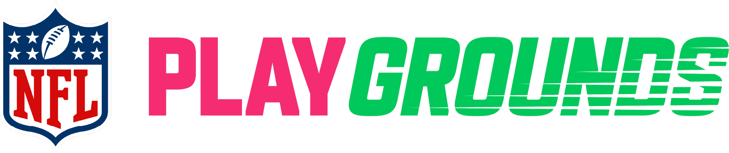 NFL PLAYGROUNDS logo: NFL shield with PLAY in pink and GROUNDS in green