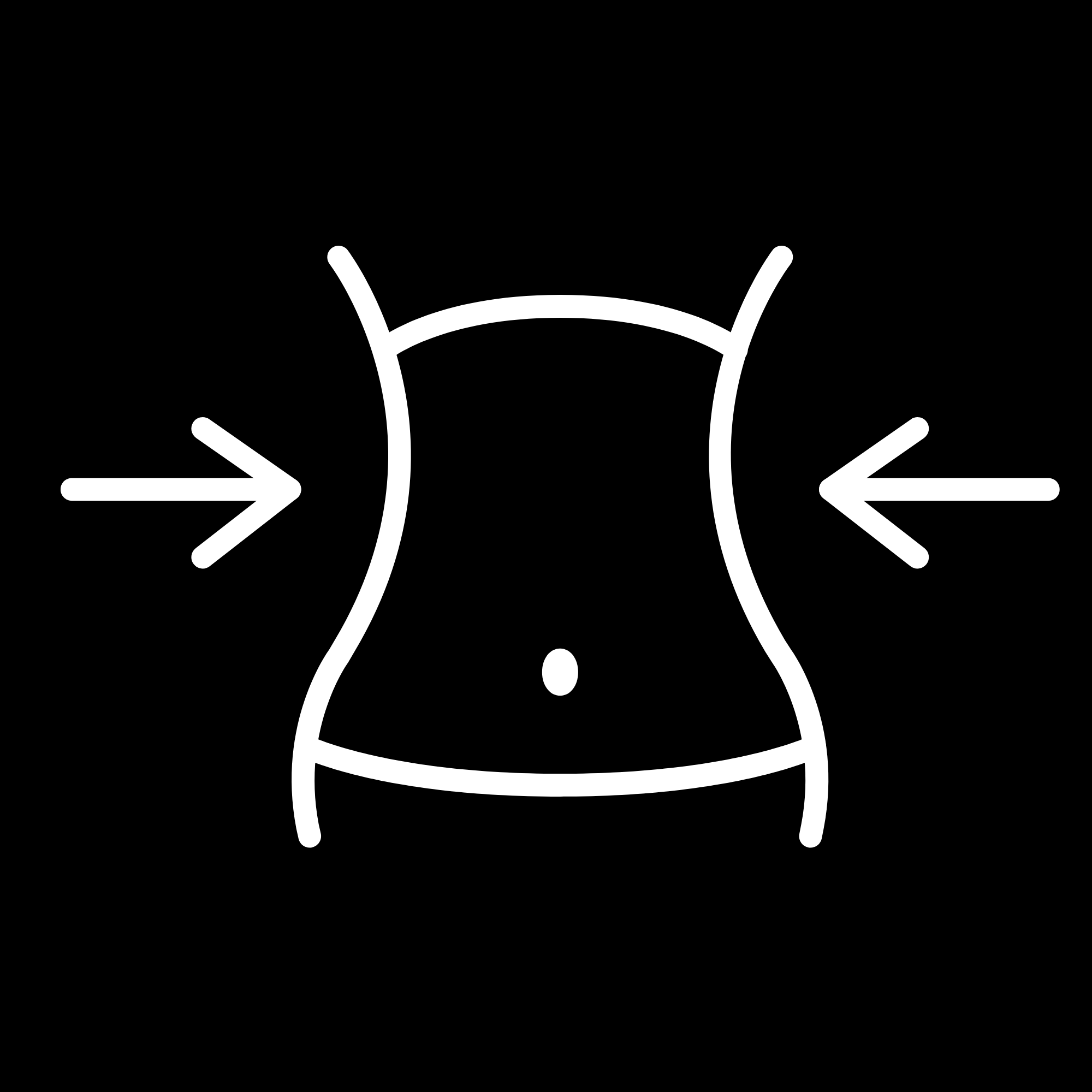 Line drawing of a cup with steam rising from it, on a black background with white outlines.