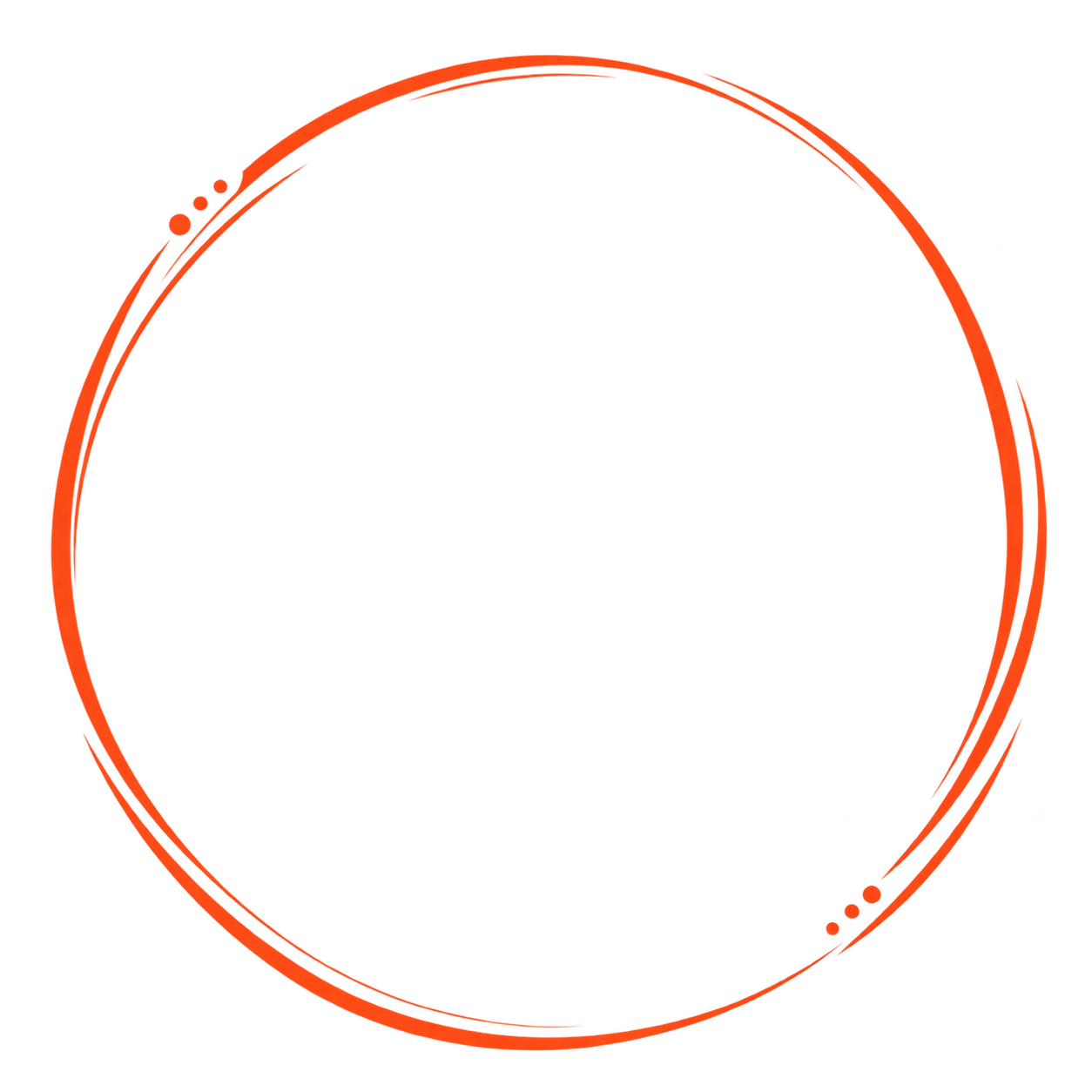 A red circular brush stroke on a black background.