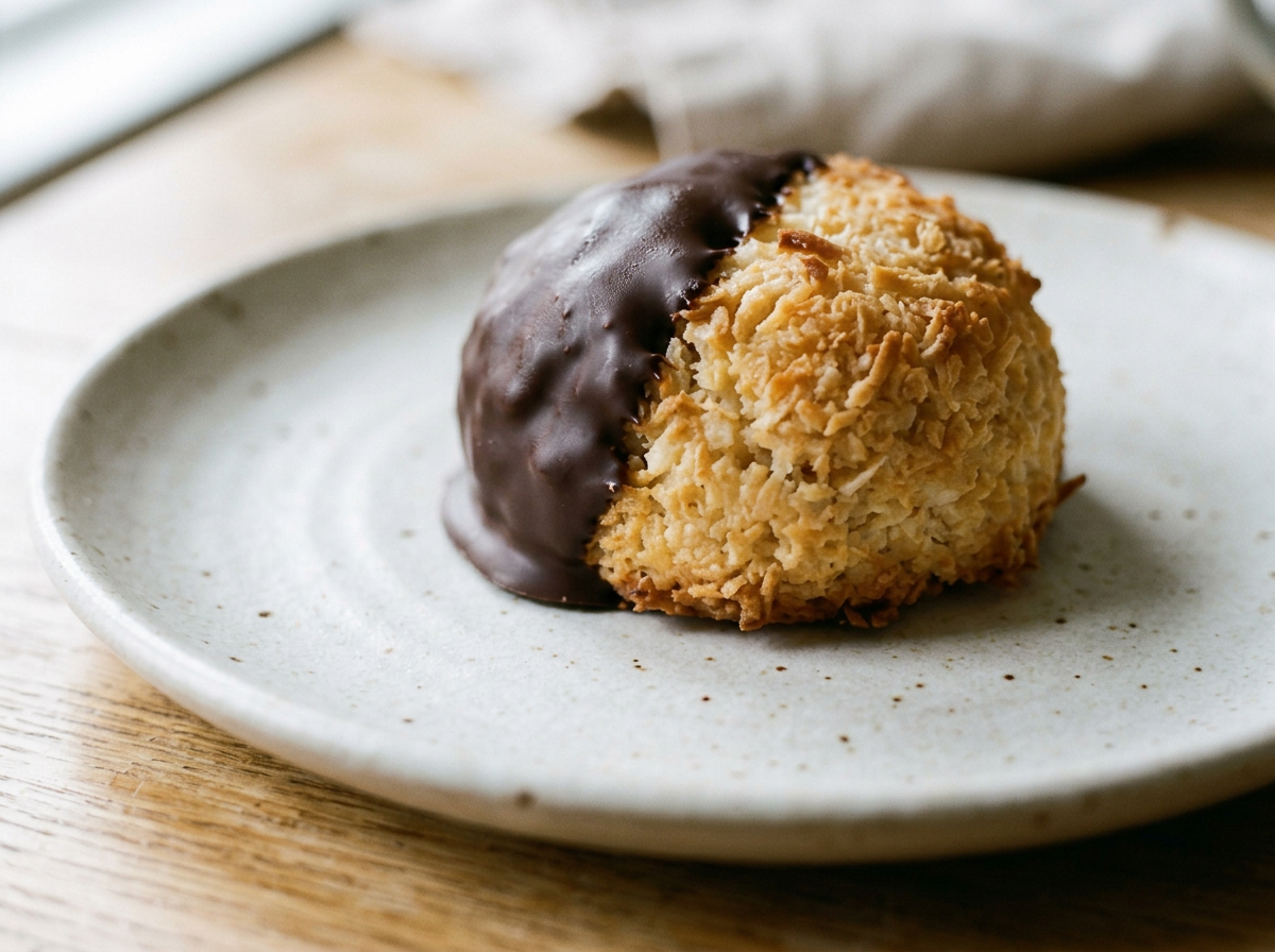 Chocolate Dipped Coconut Macaroon