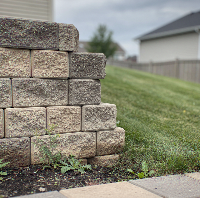 Leaning cracked concrete retaining wall with bulging soil