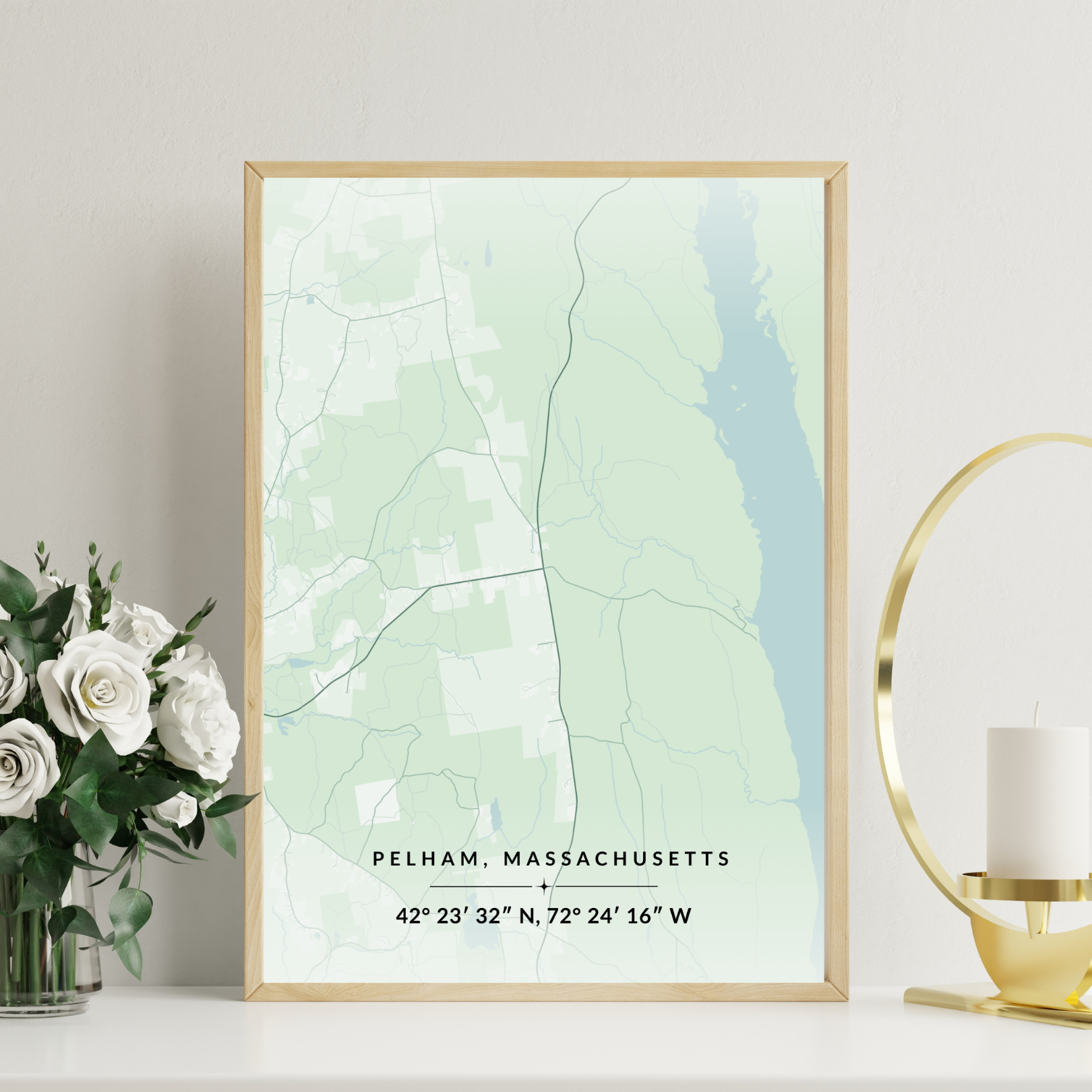 Map Art: Pelham, Massachusetts (8x10)
