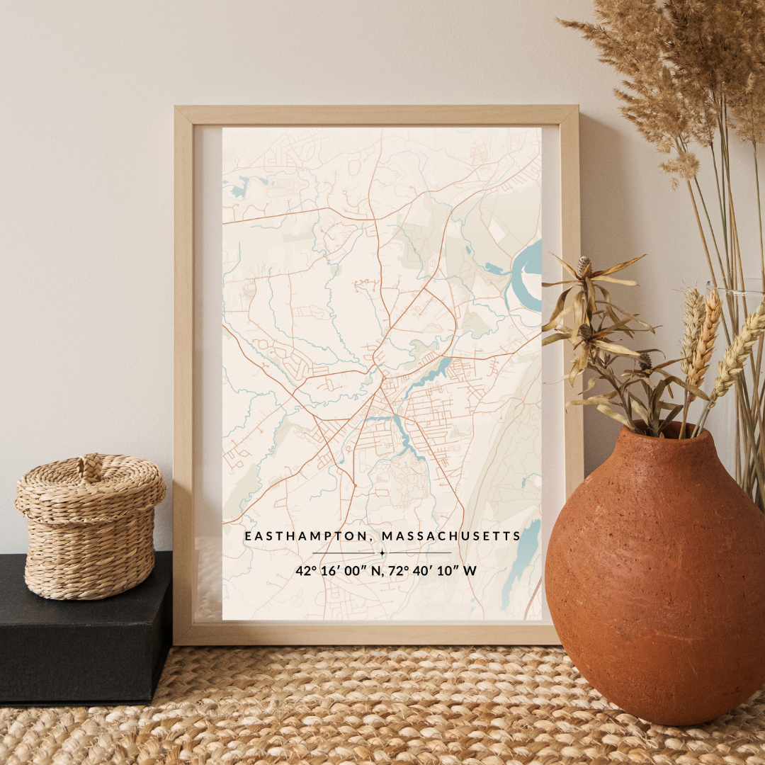 Map Art: Easthampton, Massachusetts (8x10)
