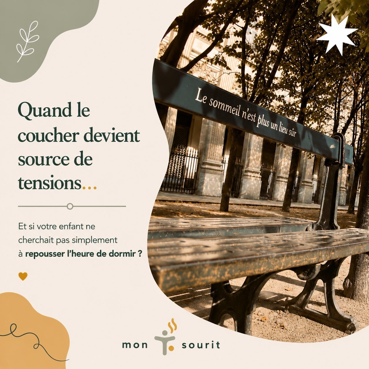 &laquo; Allez, maintenant tu dors. &raquo;
&laquo; Je t&rsquo;ai d&eacute;j&agrave; dit bonne nuit trois fois&hellip; &raquo;
&laquo; Tu es fatigu&eacute;, ferme les yeux. &raquo;

Et parfois, plus on veut que notre enfant s&rsquo;endorme&hellip; moi