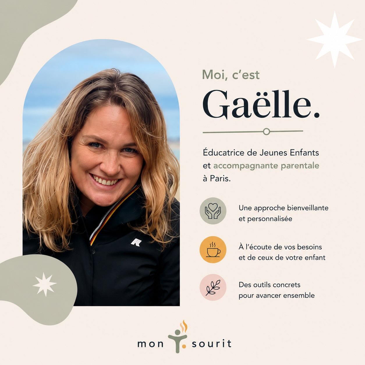 Bienvenue chez Mon th&eacute; sourit 🌿

Moi, c&rsquo;est Ga&euml;lle.
&Eacute;ducatrice de Jeunes Enfants dipl&ocirc;m&eacute;e d&rsquo;&Eacute;tat et &eacute;ducatrice Montessori AMI, j&rsquo;accompagne les enfants et leurs familles depuis plus de 