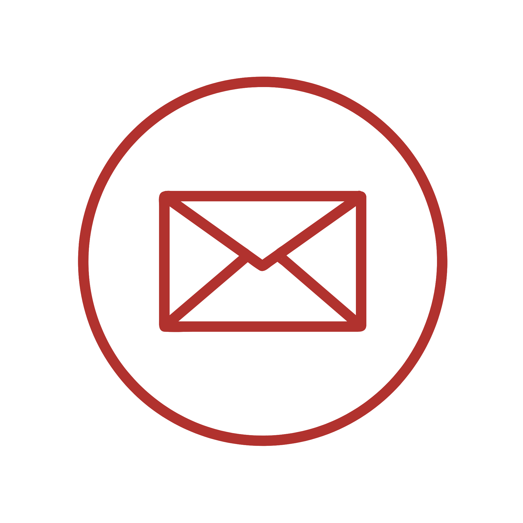 Icon of an envelope inside a red circle, indicating email or messaging.