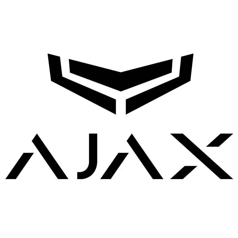 Sort logo med geometriske former og tekst 'AJAX' under