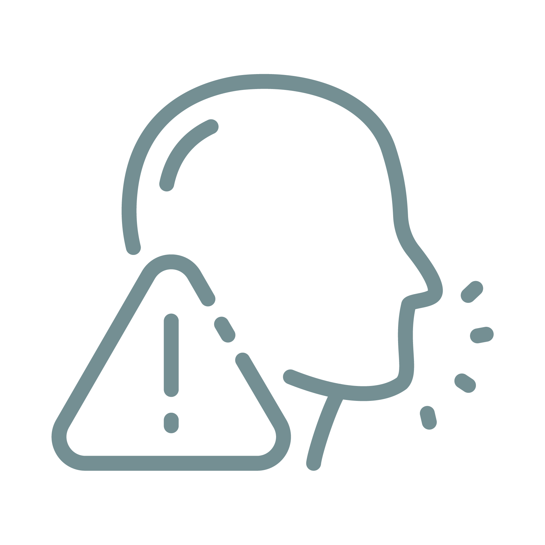 An abstract outline icon with diagonal lines within a circle shape.