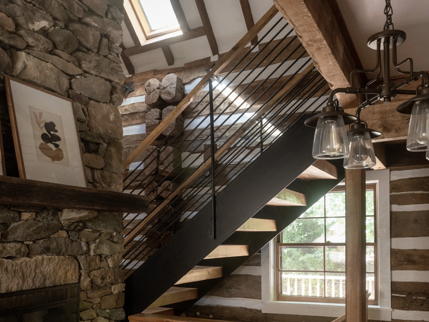 Log Cabin Steel Stair