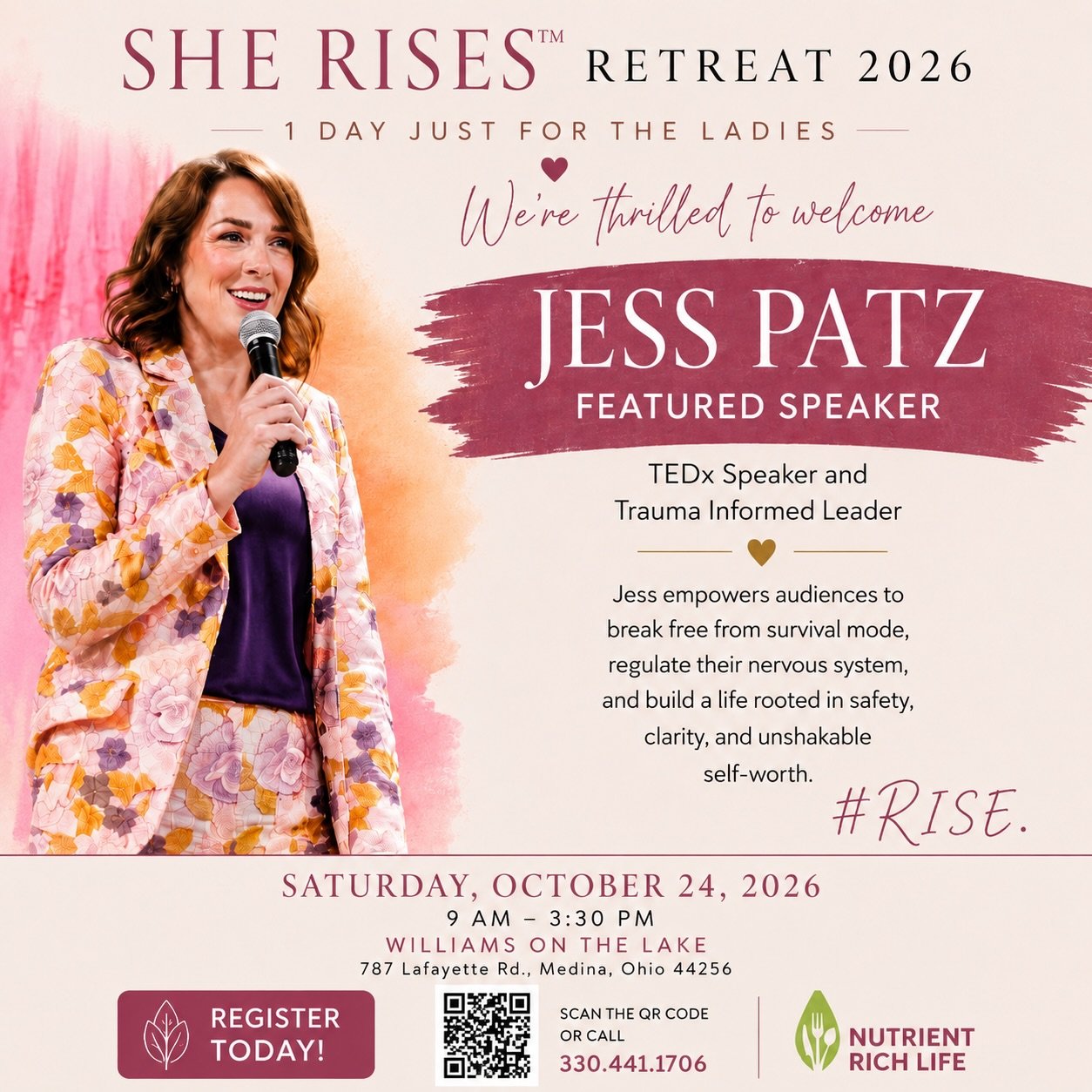 I&rsquo;ve been waiting to share this&hellip; and I&rsquo;m so excited to finally tell you&hellip;

This October, I&rsquo;ll be joining an incredible lineup of local experts as a speaker at the 5th Annual She Rises Women&rsquo;s Retreat in Medina, Oh