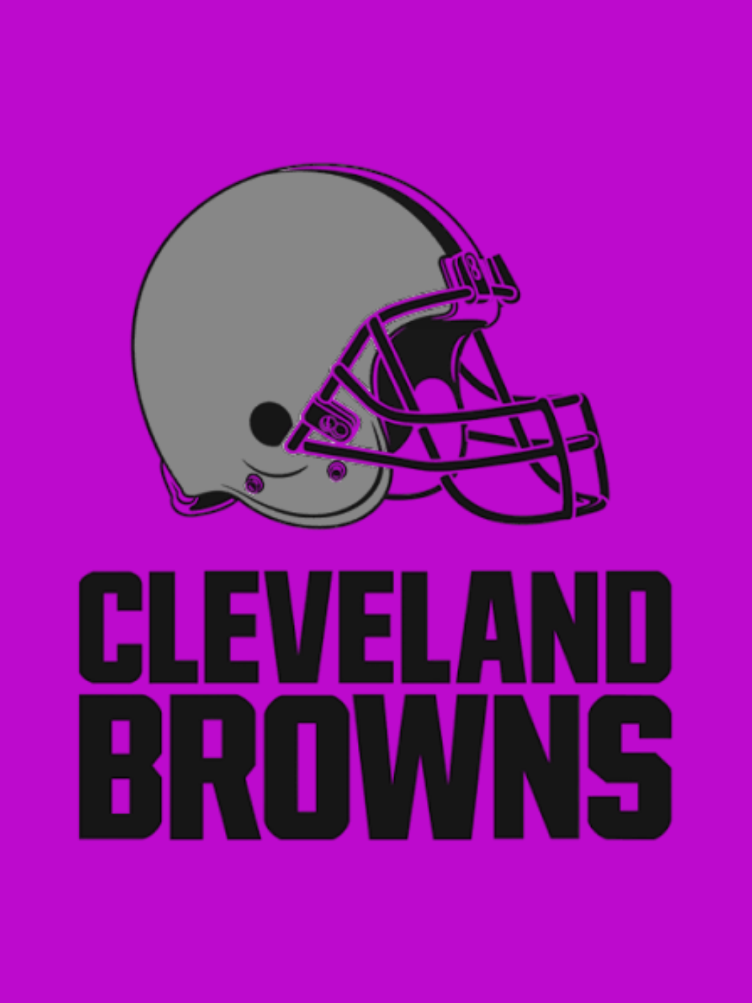 An illustration of a football helmet with the Cleveland Browns logo on a purple background.