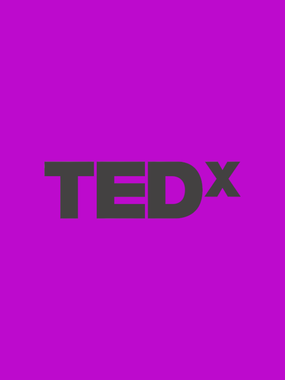 Purple background with the black text "TEDx" centered.