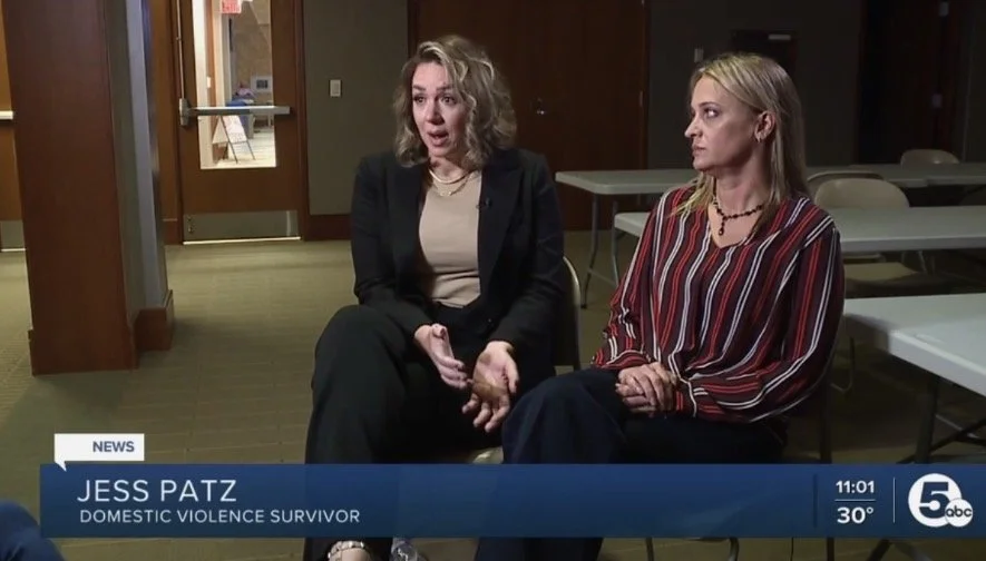 Jess Patz speaking with News 5 Cleveland abou the push to make strangulation during domestic violence in Ohio a felony