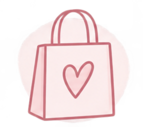 Pink shopping bag with a heart on it