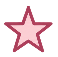 Pink star with a darker pink outline on a white background