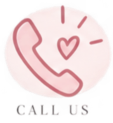 A pink circle with a phone icon and a heart, and the text 'Call us'.