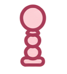 A pink candle holder with a decorative design on a black background.