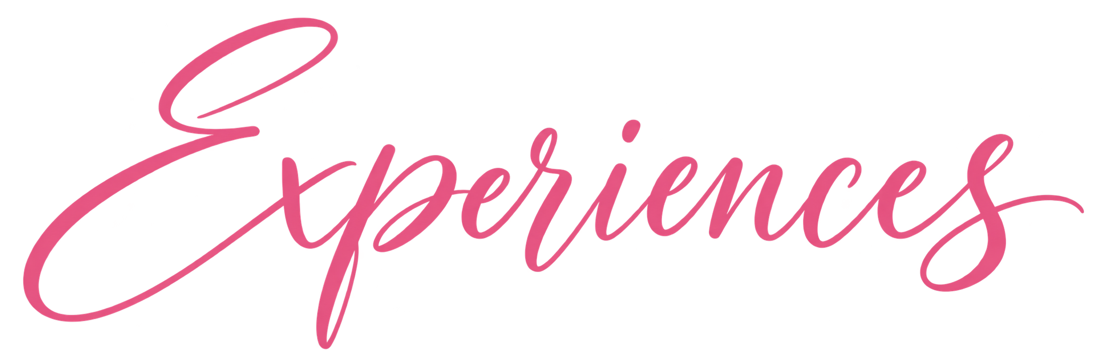 Pink neon sign reading 'Experiences' in cursive font.