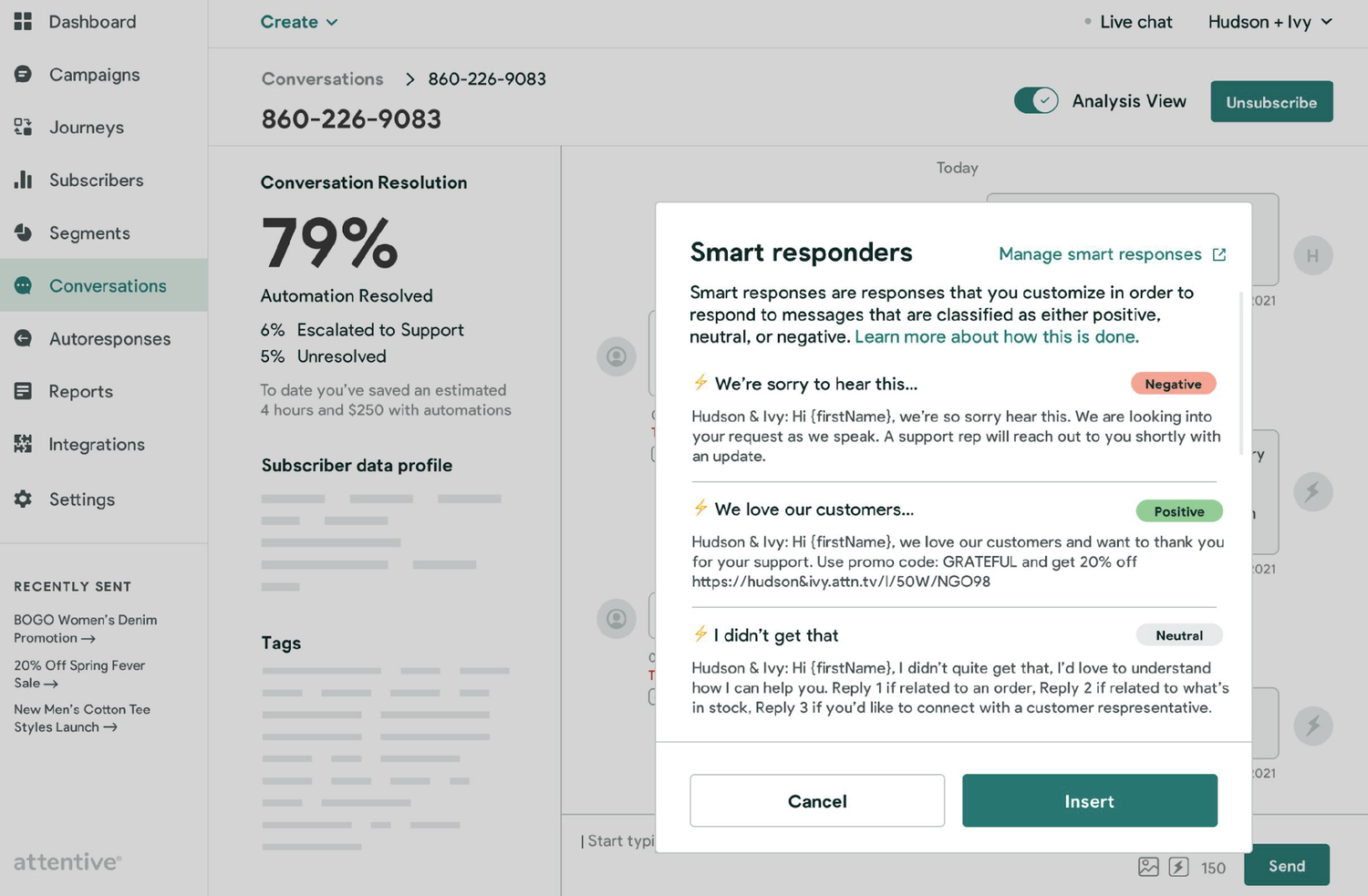 Smart responses selector