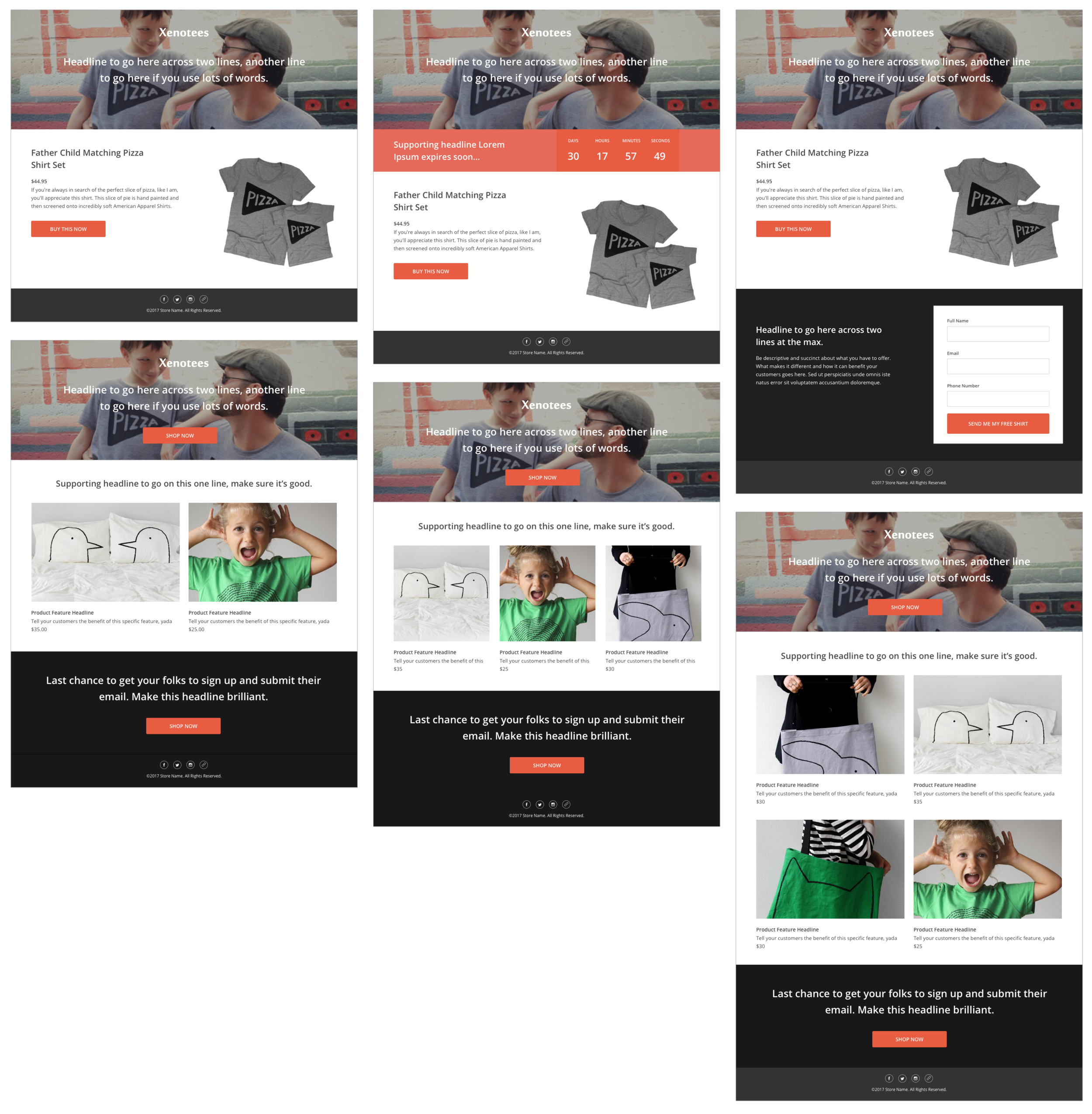 Sell a Product landing page template applied to Xenotees, a screenprinting design shop