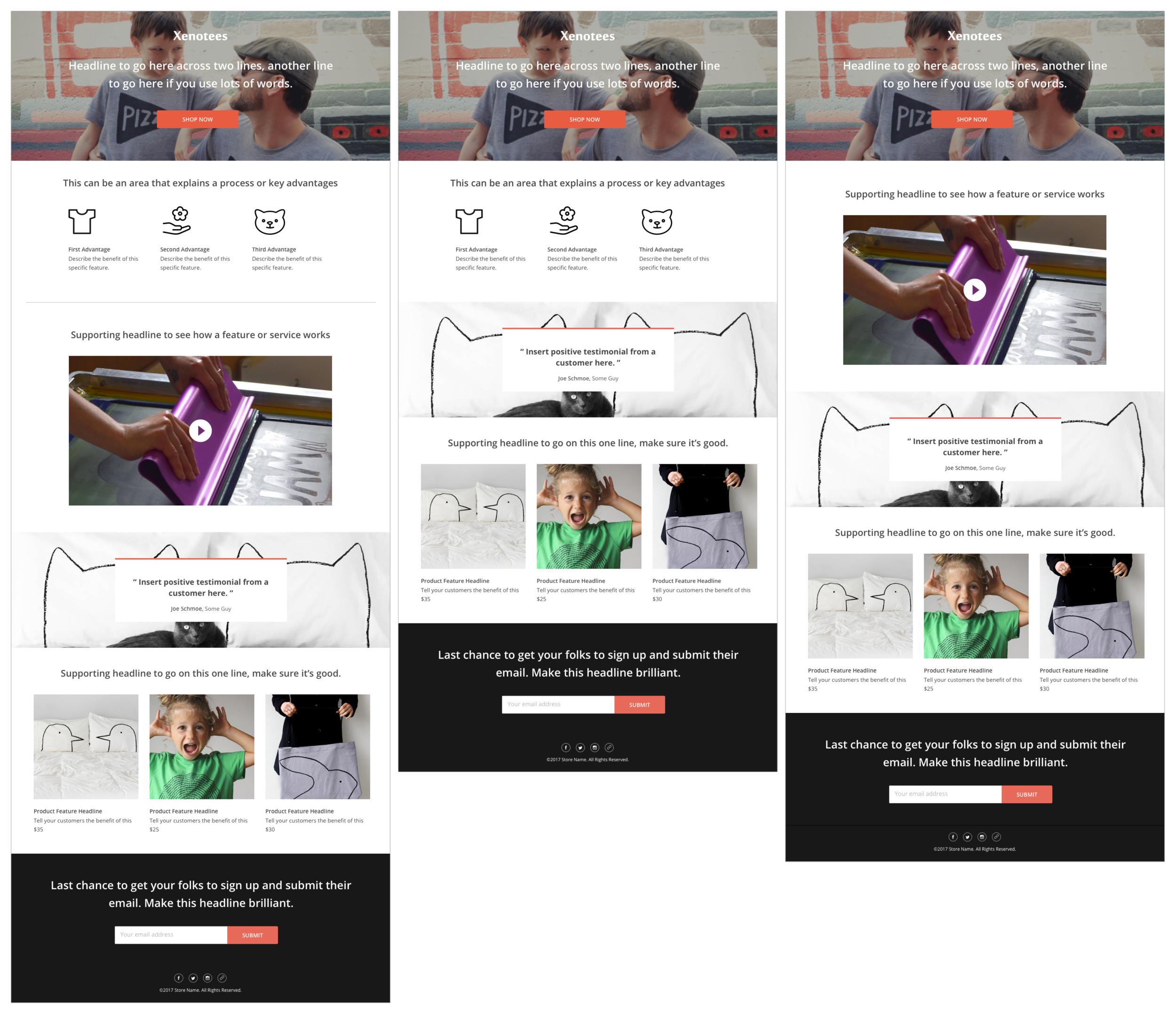 Educate landing page template applied to Xenotees