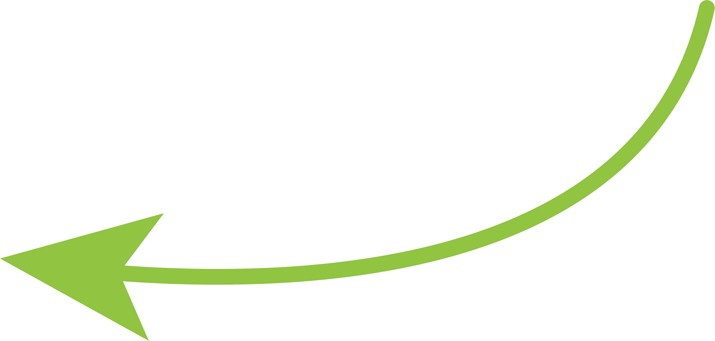 Green arrow pointing left and upward