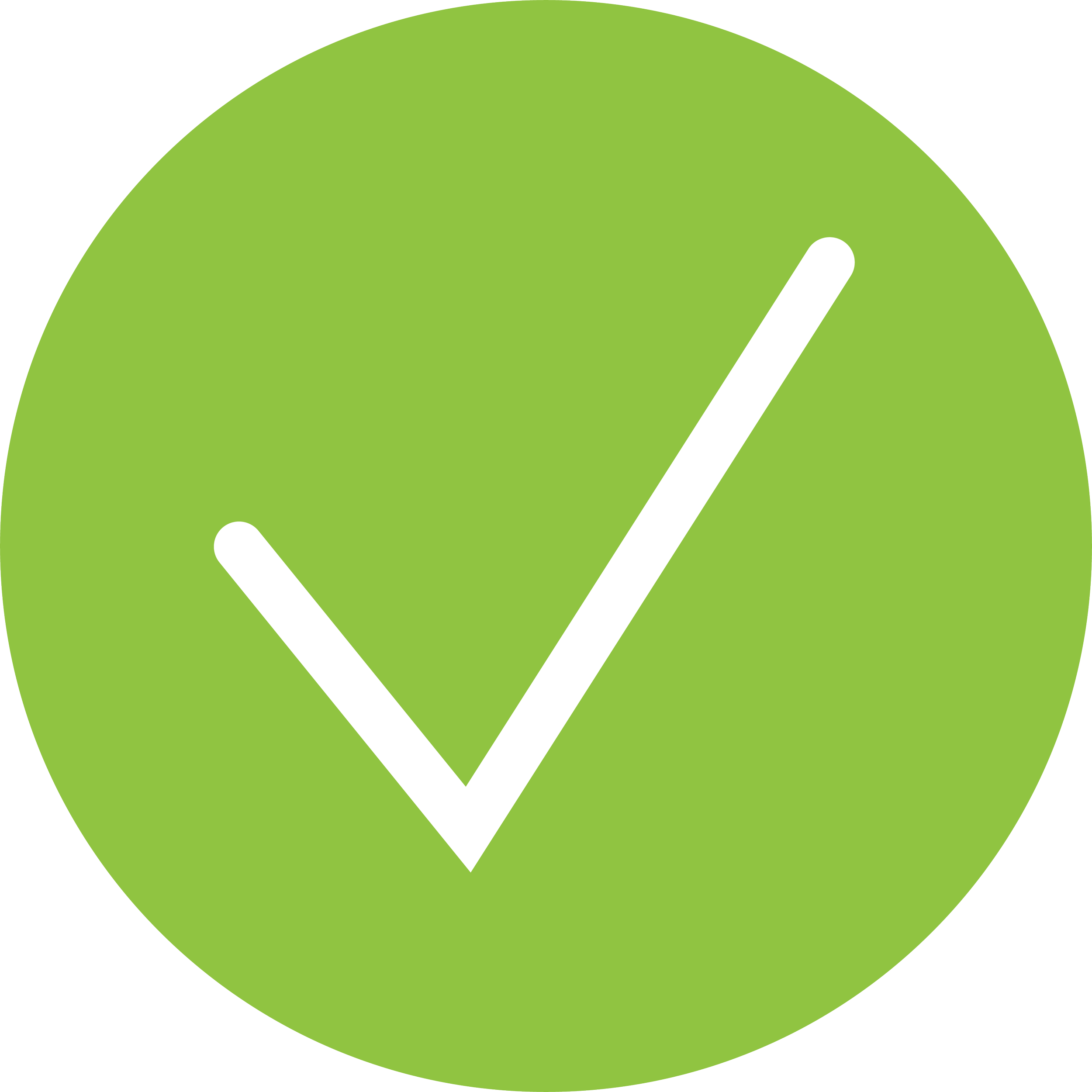 A green circular icon featuring a white check mark symbol in the center.