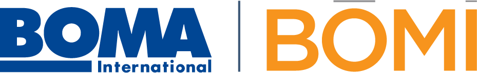 Logo of BOMA International with blue and orange text.