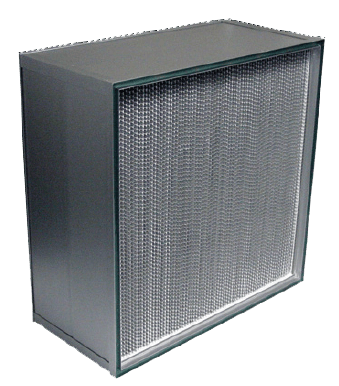 A metallic rectangular air purifier with a vented front panel