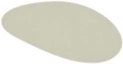 Light gray oval shape with a black outline on a white background