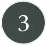 White number 3 on a dark gray circular background