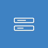Icon of two stacked horizontal lines representing a menu or list on a blue background.