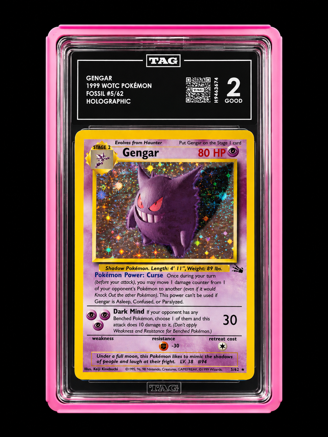 Gengar 5/62 Rare Fossil Pokemon Unlimited Holo (TAG 2)