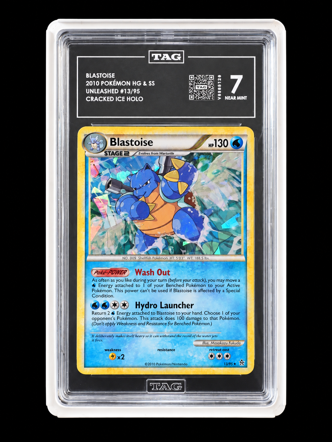 BLASTOISE 2010 POKÉMON HG & SS UNLEASHED #13/95 CRACKED ICE HOLO (TAG 7)