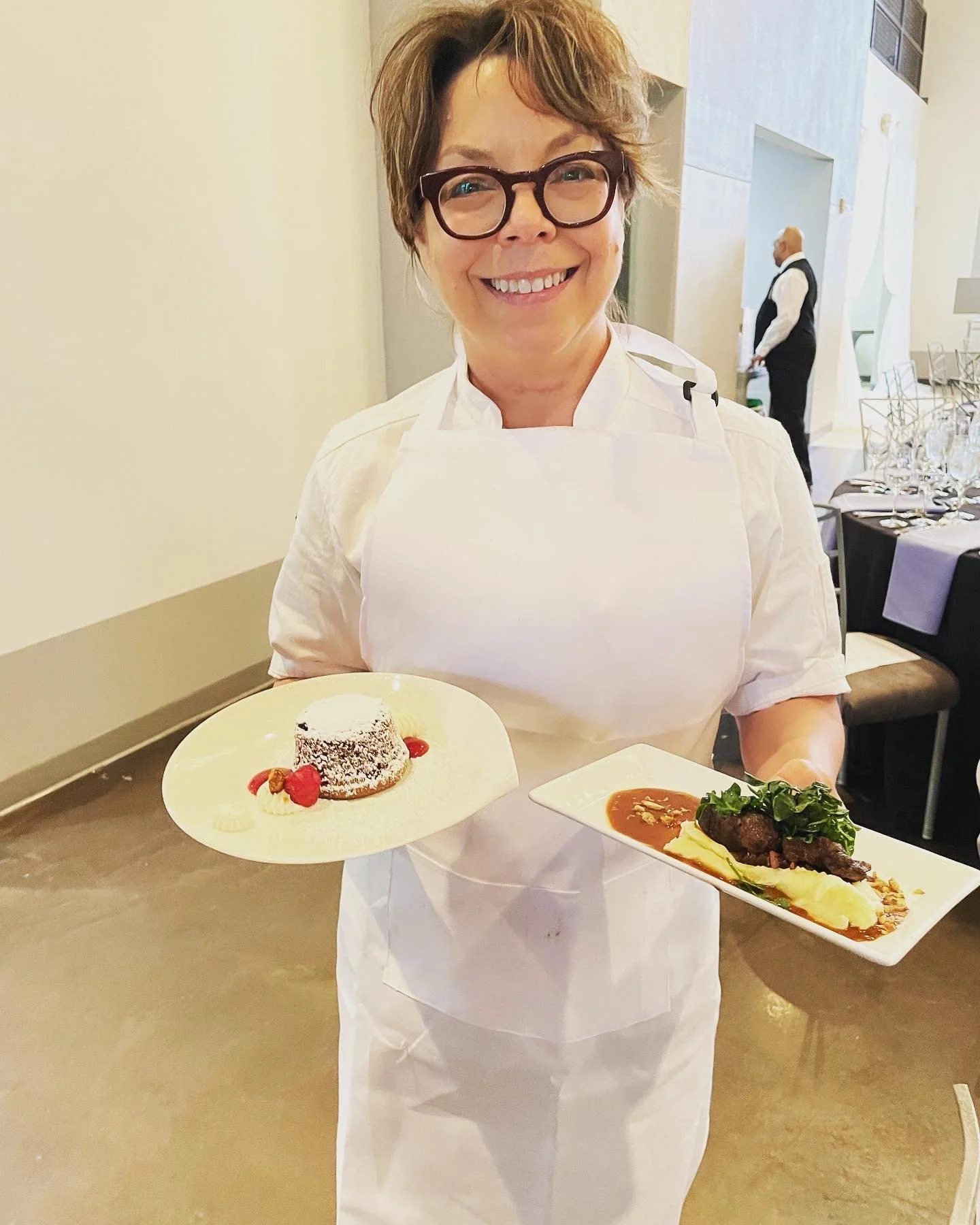 Chef Kandace at wine dinner prep.JPG
