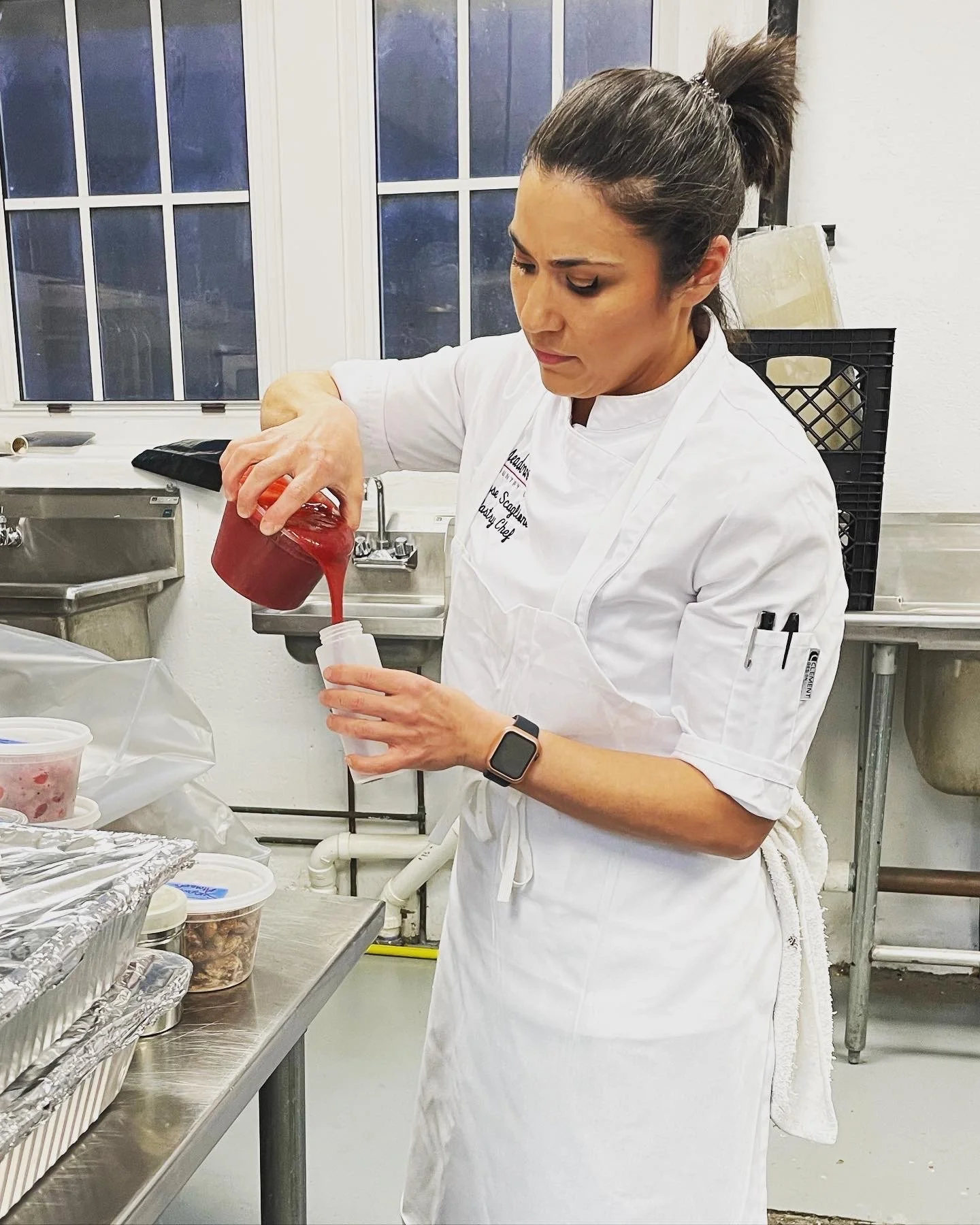 Chef Alyse at wine dinner prep.JPG