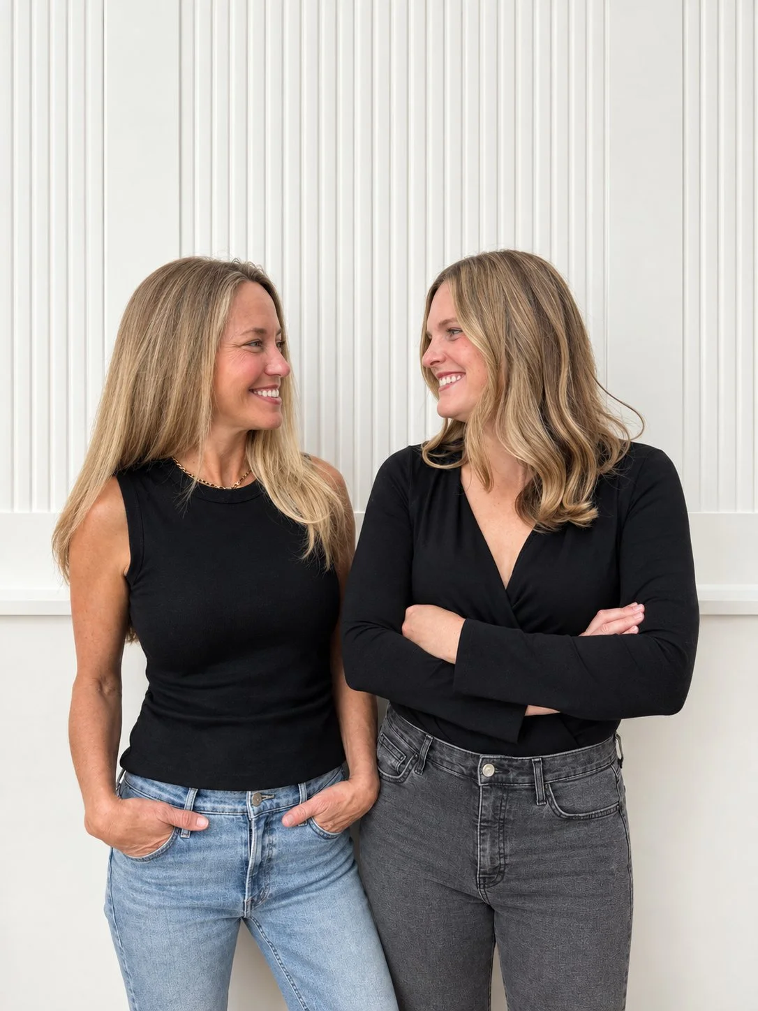 Traci and Kate, founders of Aster & Aire, an approachable and affordable interior design studio serving Marin County, California.