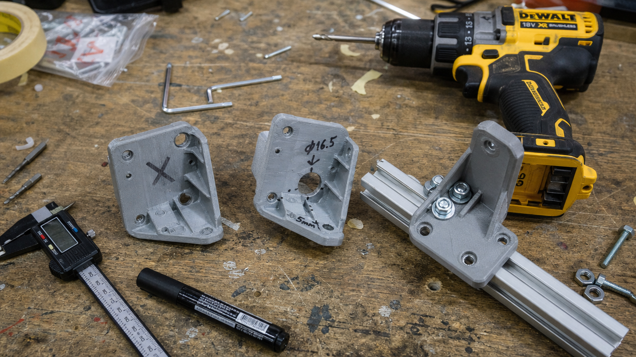 Prototypowanie 3D - kolejne wersje testowego elementu wydrukowanego w 3D