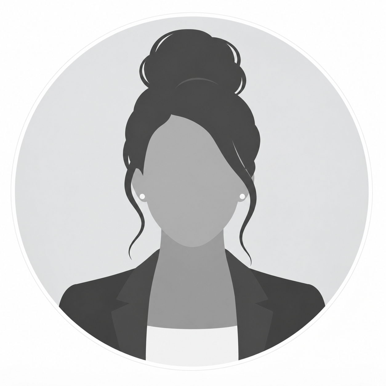 Silhouette of a woman with an updo hairstyle, wearing earrings and a blazer.