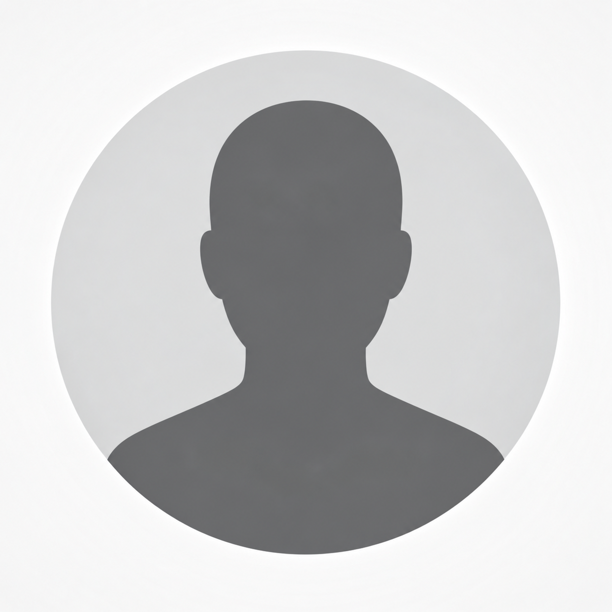 Silhouette of a person's head and shoulders, depicted in grayscale within a circular frame.