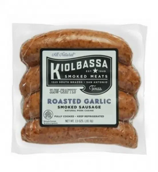 Kiolbassa Smoked Sausage, Roasted Garlic