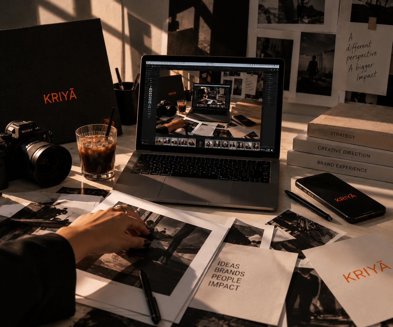 Desenvolvimento de projeto criativo da Kriyā Projects com pesquisa visual, direção de arte e materiais de comunicação.
