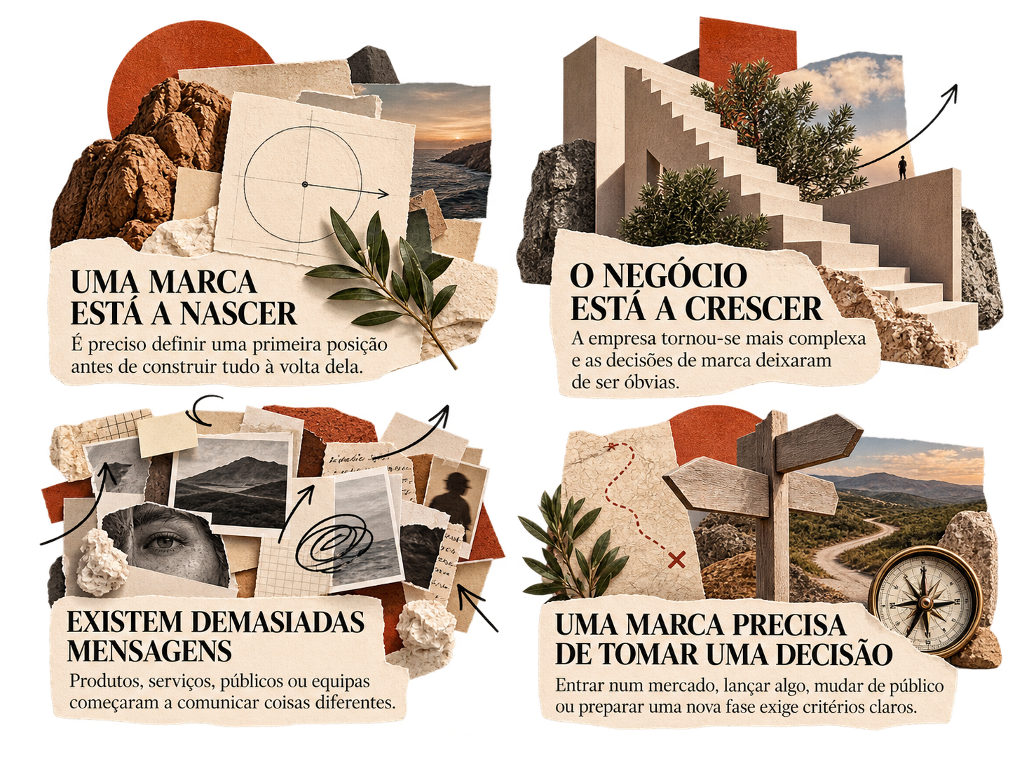 Ilustração sobre desafios de crescimento de uma marca, posicionamento e tomada de decisões estratégicas.