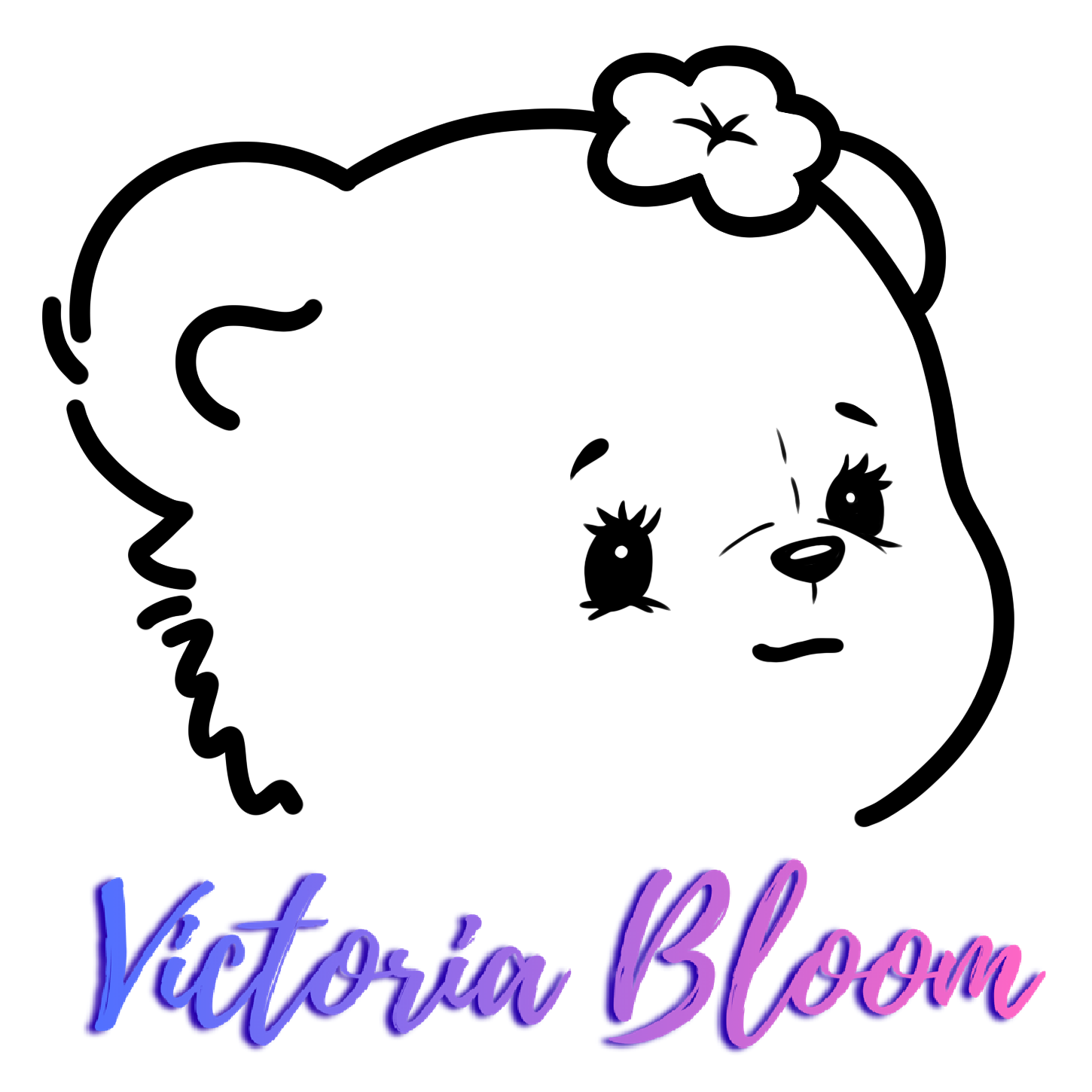 Neon sign with the text "Victoria Bloom" in purple and blue cursive font.