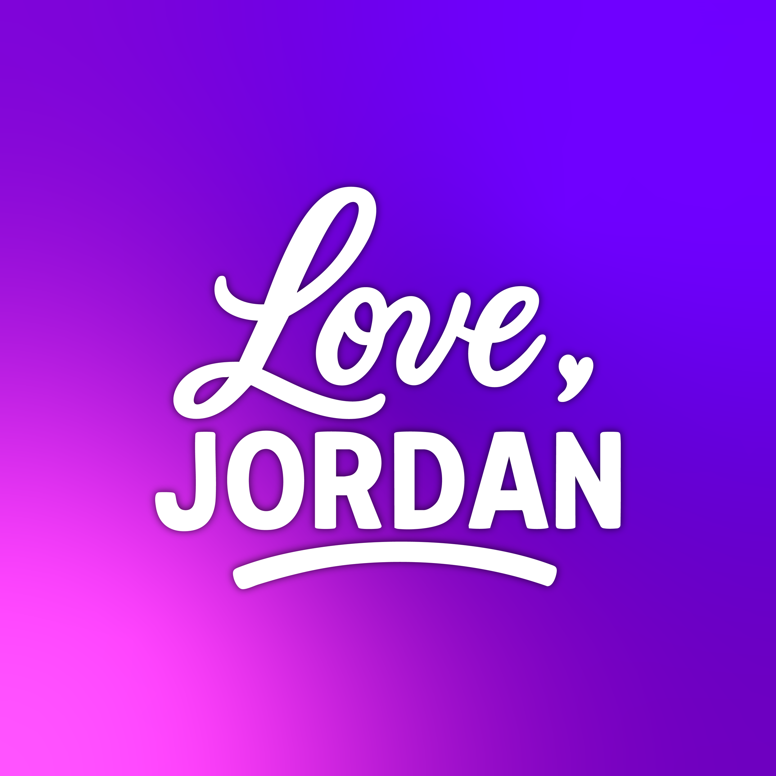 Close-up of a purple and pink gradient background with the word 'Love' written in white cursive font.