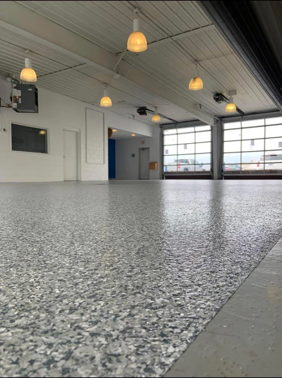 Epoxy Flake Flooring inside a car dealership