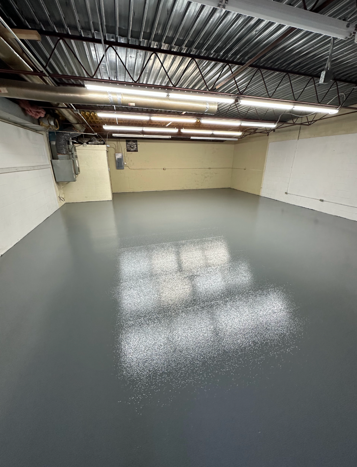 Solid color epoxy inside warehouse